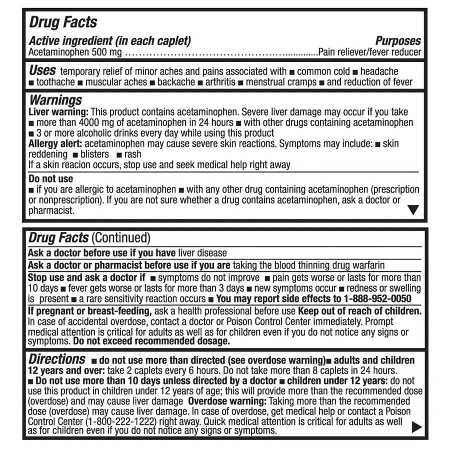 HealthA2Z® Extra Strength Pain Relief | Acetaminophen 500mg | Contains No Aspirin | Fever Reducer | Pain Reliever (500 Count (Pack of 1)) - TrustMedUSA