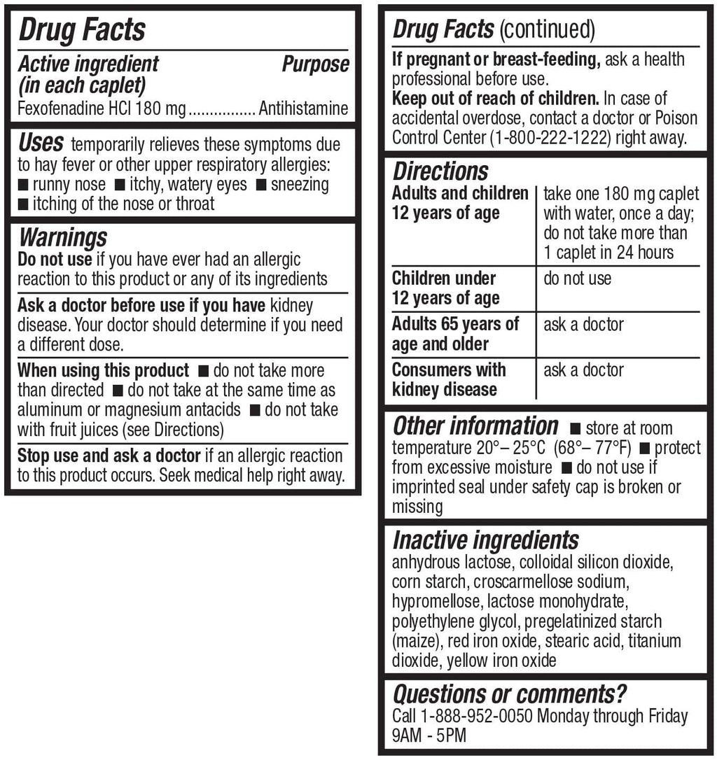HealthA2Z Fexofenadine Hydrochloride 180mg, Antihistamine for Allergy Relief, 24-Hour Antihistamine for Allergy Relief (120 Count (Pack of 1)) - Maple Wellness Supplements