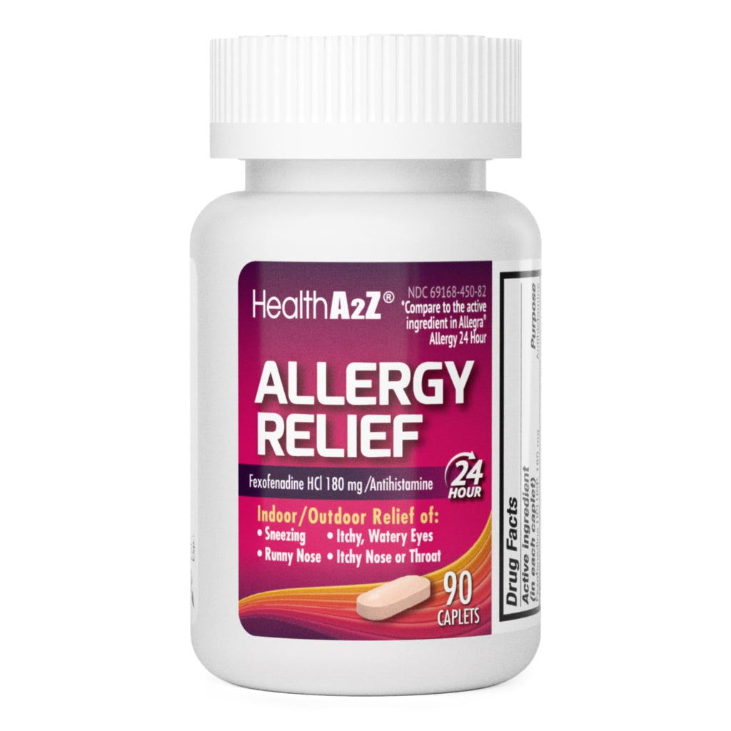 HealthA2Z Fexofenadine Hydrochloride 180mg, Antihistamine for Allergy Relief, 24-Hour Antihistamine for Allergy Relief (90 Counts) - Maple Wellness Supplements