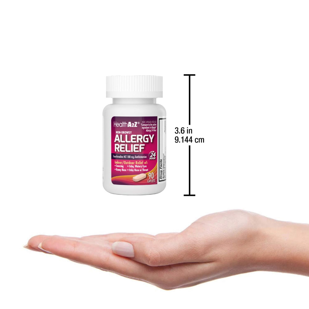 HealthA2Z Fexofenadine Hydrochloride 180mg, Antihistamine for Allergy Relief, 24-Hour Antihistamine for Allergy Relief (90 Counts) - Maple Wellness Supplements