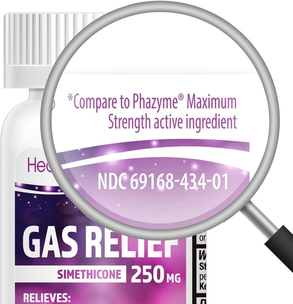 HealthA2Z® Gas Relief Simethicone 250mg, Fast Gas & Bloating Relief, Relieve Symptoms Naturally, 100 Softgels (Pack of 1) - Maple Wellness Supplements