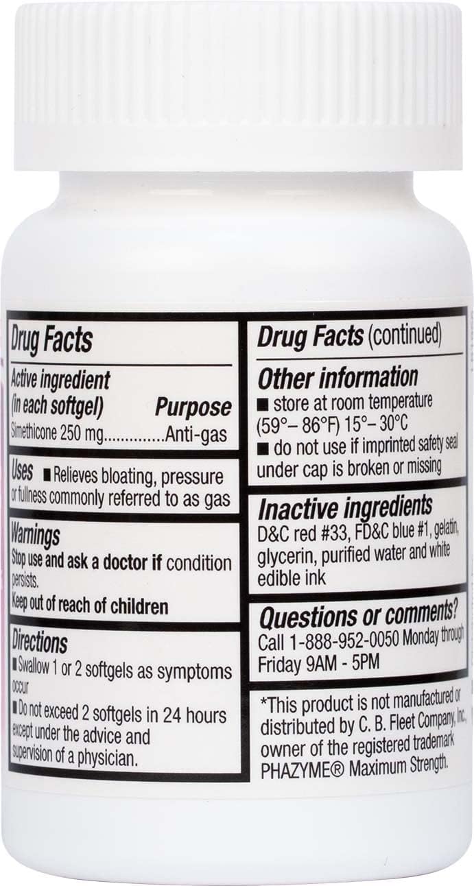 HealthA2Z® Gas Relief Simethicone 250mg, Fast Gas & Bloating Relief, Relieve Symptoms Naturally, 100 Softgels (Pack of 1) - Maple Wellness Supplements