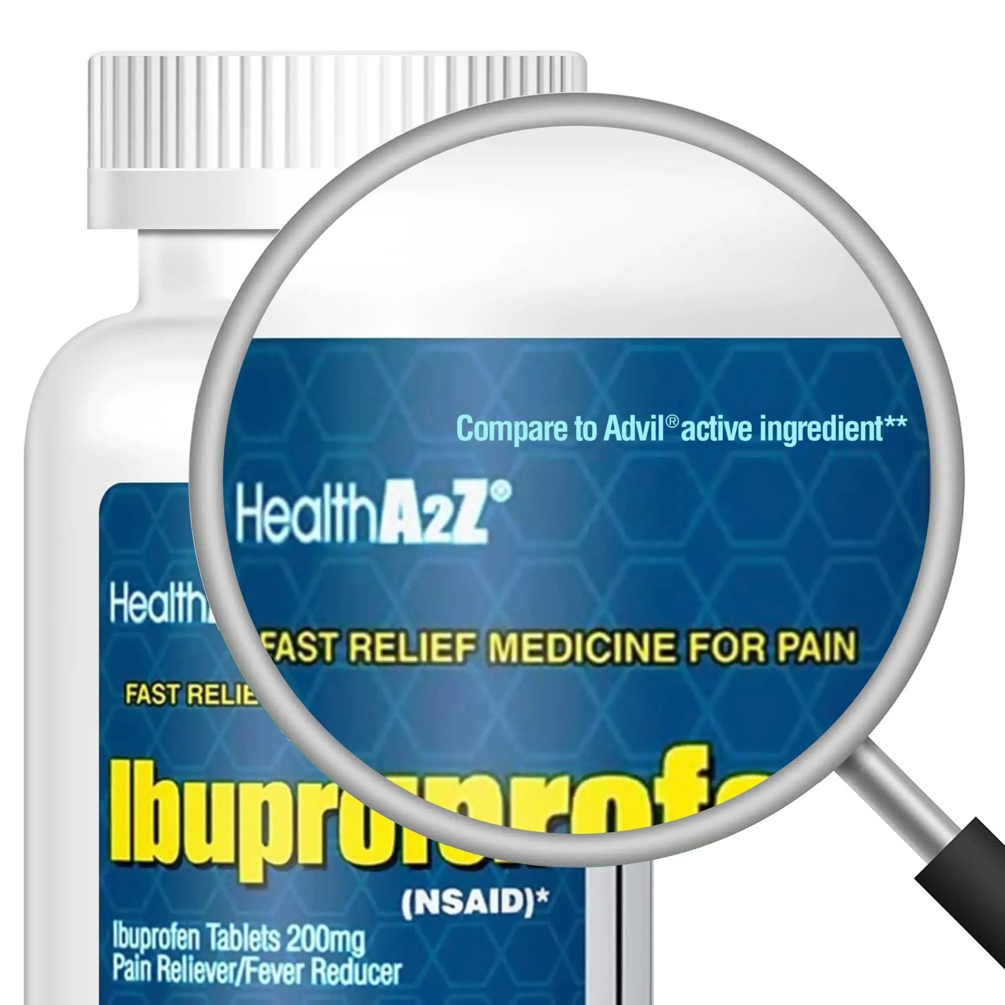 HealthA2Z® Ibuprofen 200mg | 500 Counts | Pain Relief | Body Aches | Headache | Arthritis | Cramps | Back Pain | Fever Reducer… (500 Count) - TrustMedUSA