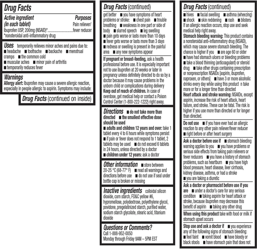 HealthA2Z® Ibuprofen 200mg | 500 Counts | Pain Relief | Body Aches | Headache | Arthritis | Cramps | Back Pain | Fever Reducer… (500 Count) - TrustMedUSA