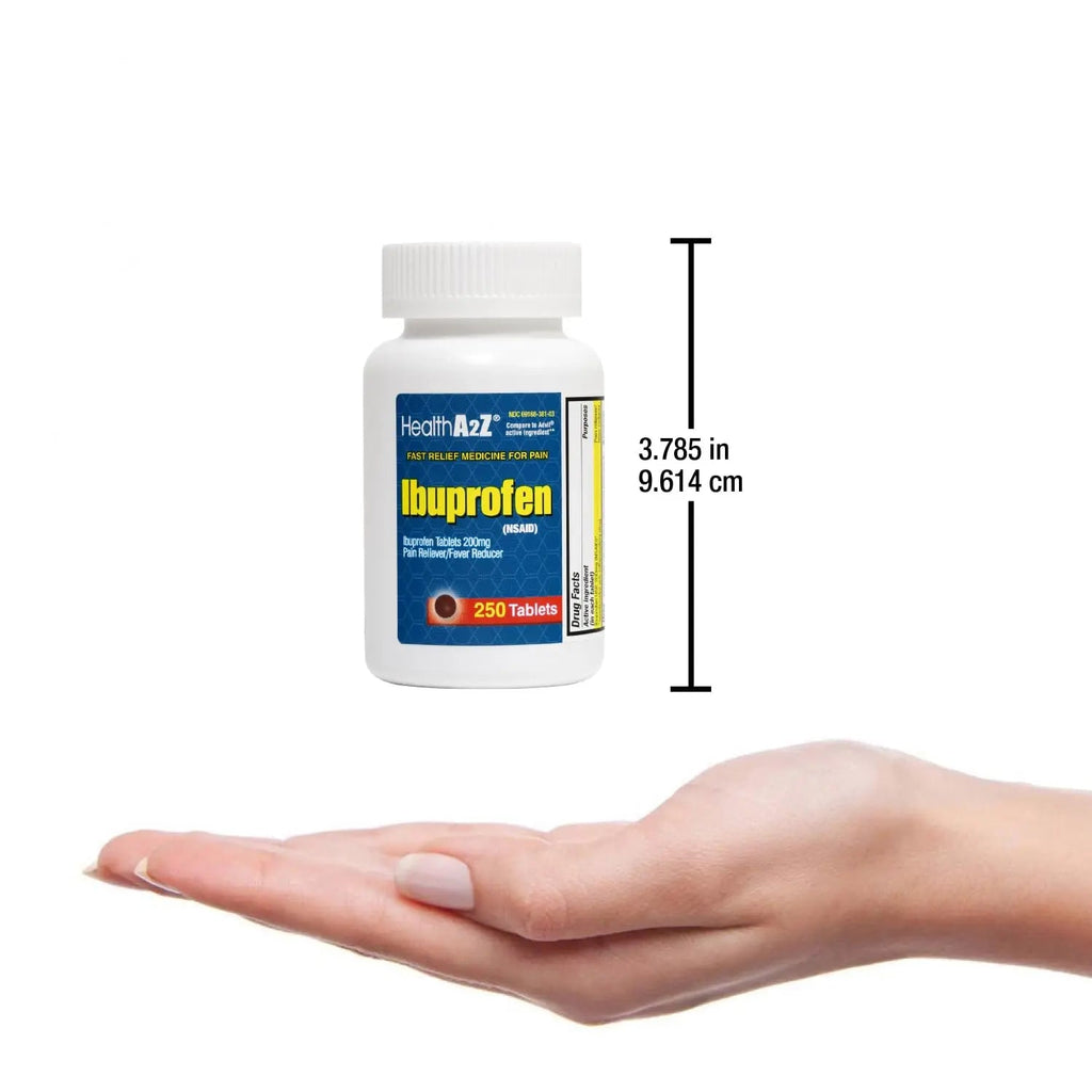 HealthA2Z® Ibuprofen 200mg | Pain Relief | Body Aches | Headache | Arthritis | Cramps | Back Pain | Fever Reducer… (250 Count) (Pack of 2) - TrustMedUSA