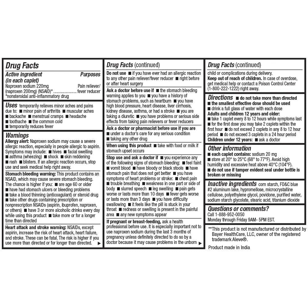 HealthA2Z® Naproxen Sodium 220mg | 300 Caplets | NSAID | Pain Reliever & Fever Reducer - TrustMedUSA