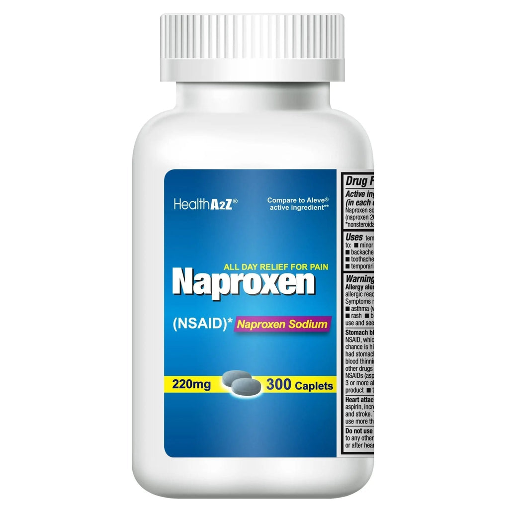 HealthA2Z® Naproxen Sodium 220mg | 300 Caplets | NSAID | Pain Reliever & Fever Reducer - TrustMedUSA