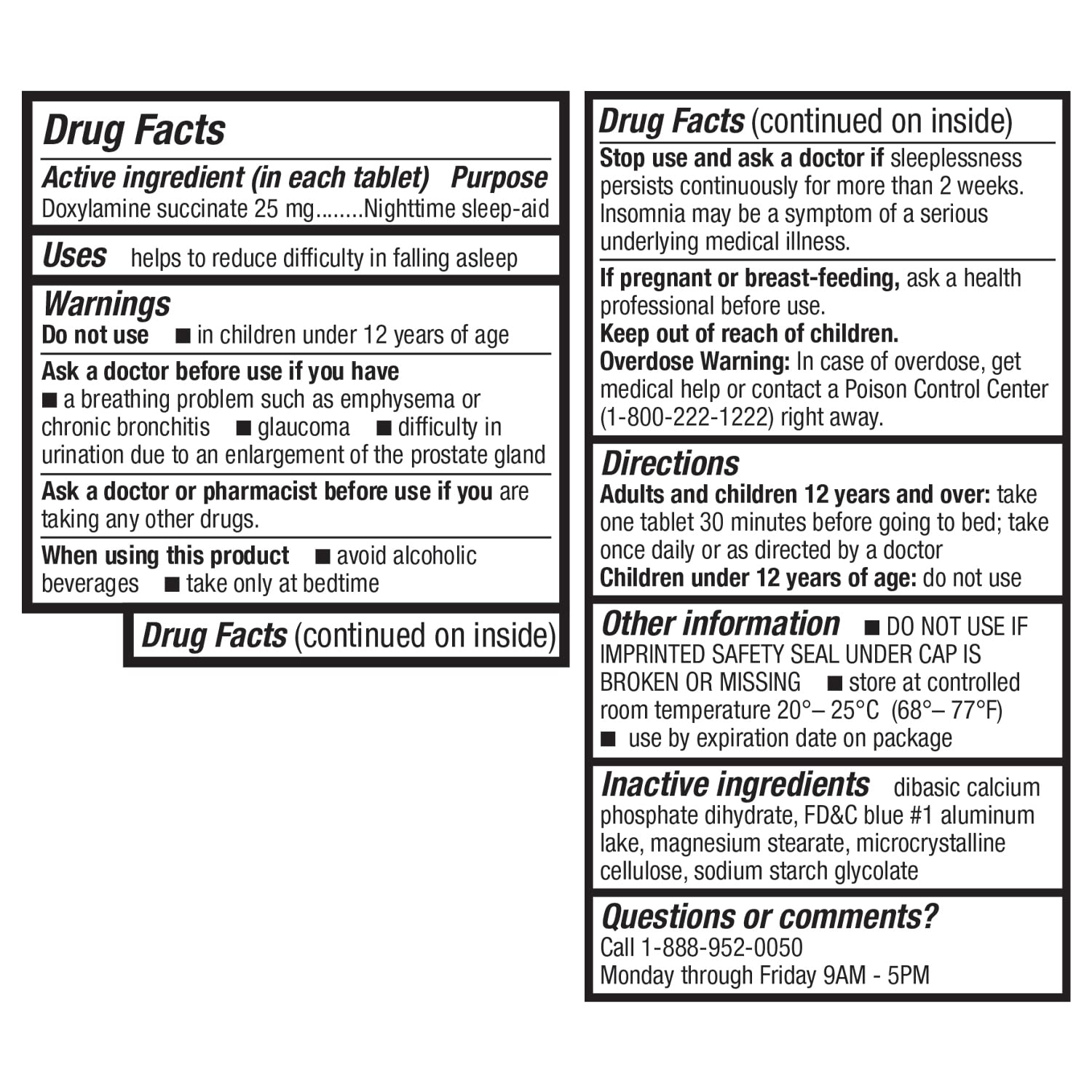 HealthA2Z® Nighttime Sleep-Aid, Doxylamine Succinate Tablets 25mg, 120 Counts (Pack of 1), Safe & Effective - Maple Wellness Supplements