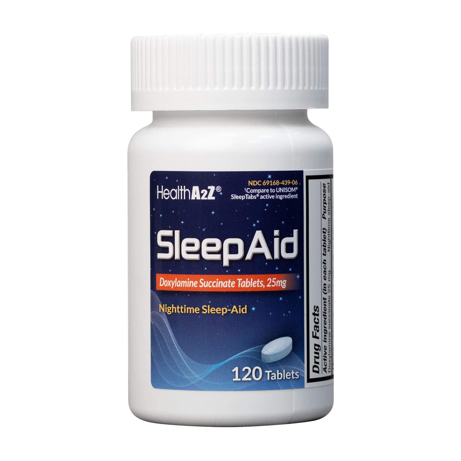 HealthA2Z® Nighttime Sleep-Aid, Doxylamine Succinate Tablets 25mg, 120 Counts (Pack of 1), Safe & Effective - Maple Wellness Supplements