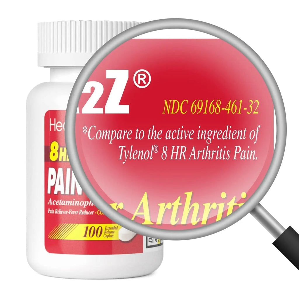 HealthA2Z® Pain Relief Extended Release | Acetaminophen 650mg | 8 Hours | Arthiritis Pain | Pain Reliever - Fever Reducer | Contains no Aspirin (100 Count) - TrustMedUSA