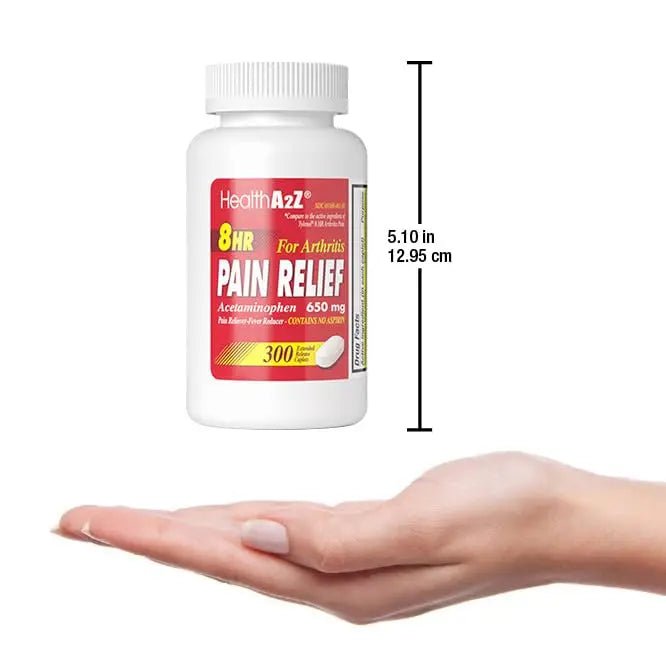 HealthA2Z® Pain Relief Extended Release | Acetaminophen 650mg | 8 Hours | Arthiritis Pain | Pain Reliever - Fever Reducer | Contains no Aspirin (300 Count) - TrustMedUSA