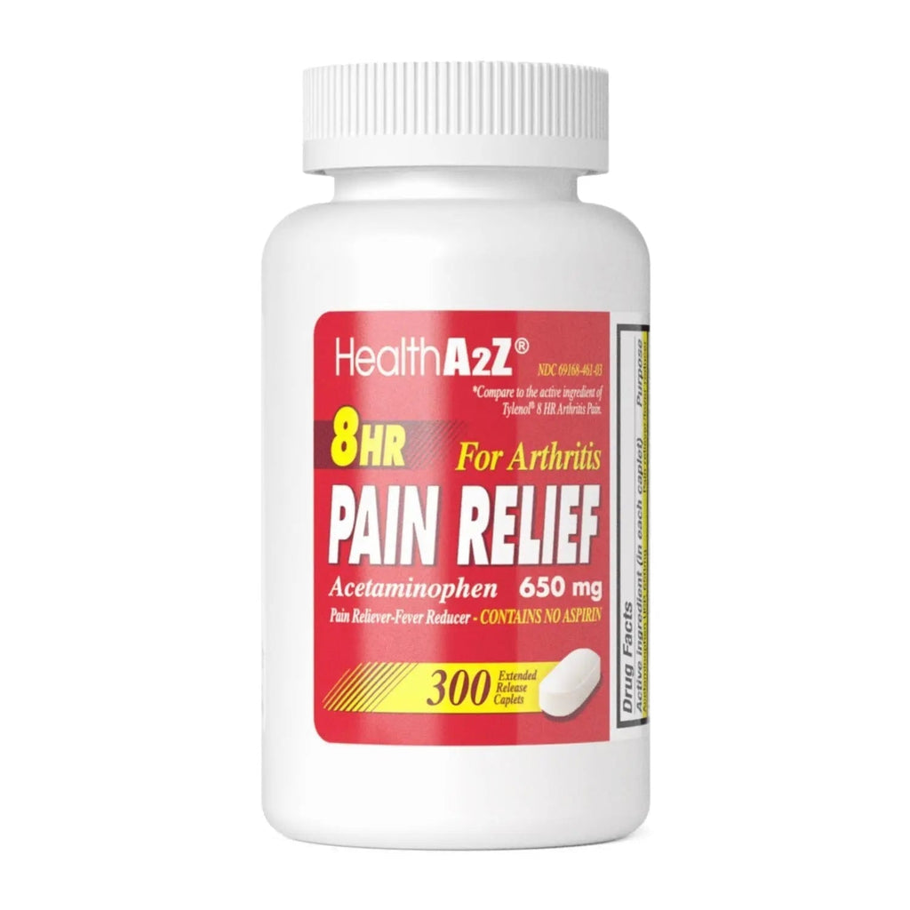 HealthA2Z® Pain Relief Extended Release | Acetaminophen 650mg | 8 Hours | Arthiritis Pain | Pain Reliever - Fever Reducer | Contains no Aspirin (300 Count) - TrustMedUSA