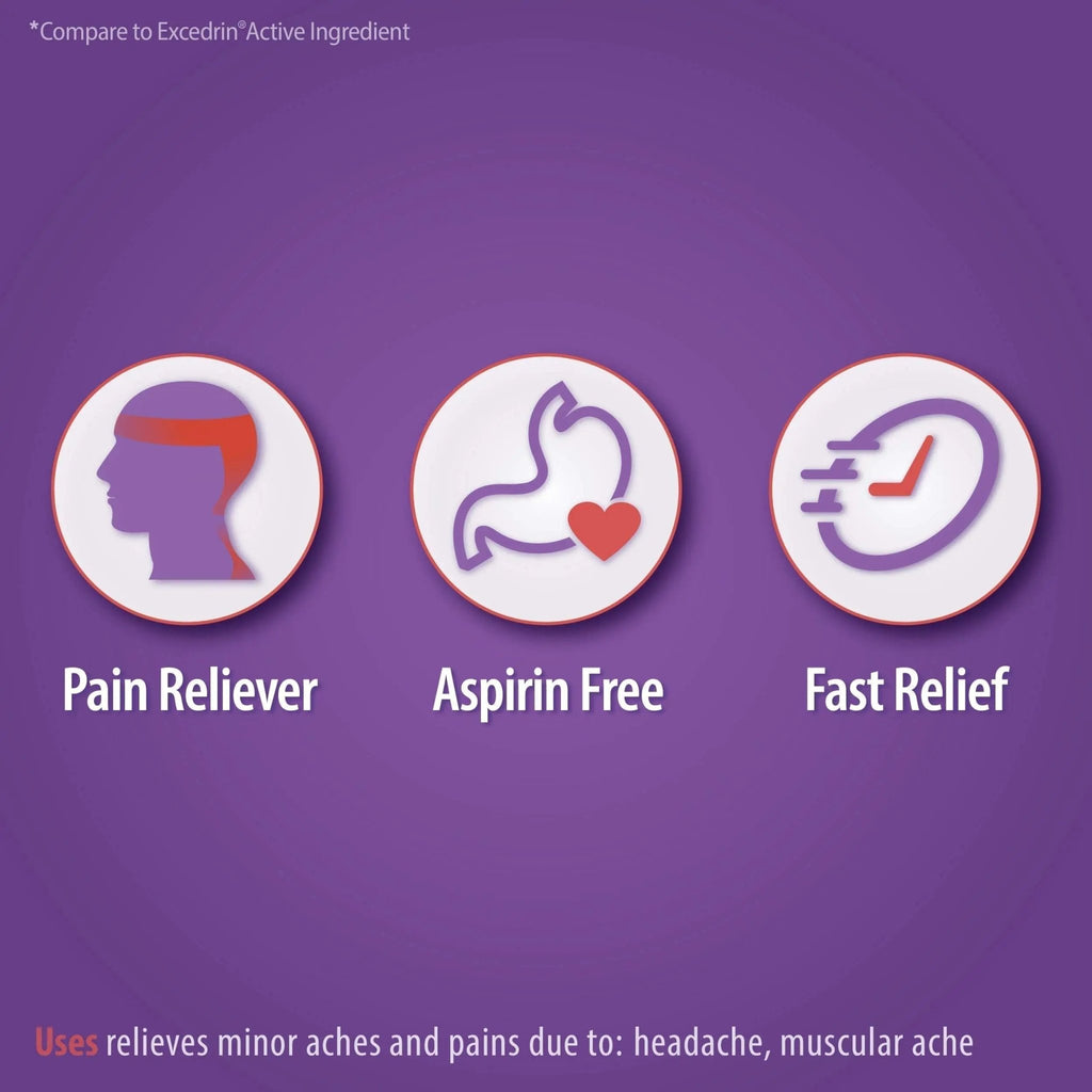 HealthA2Z® Tension Headache Relief | Acetaminophen 500mg | Caffeine 65mg | Pain Reliever Aid | Aspirin Free (200 caplets (Pack of 1)) - TrustMedUSA