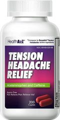 HealthA2Z® Tension Headache Relief | Acetaminophen 500mg | Caffeine 65mg | Pain Reliever Aid | Aspirin Free (200 caplets (Pack of 1)) - TrustMedUSA