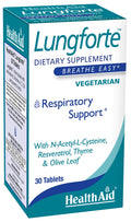 HealthAid LungForte 30 Tablets – Daily Antioxidant Lung Support with NAC, Resveratrol, Olive Leaf, Thyme & Vitamins A, C & D3 – Vegetarian, Non‑GMO - TrustMedUSA