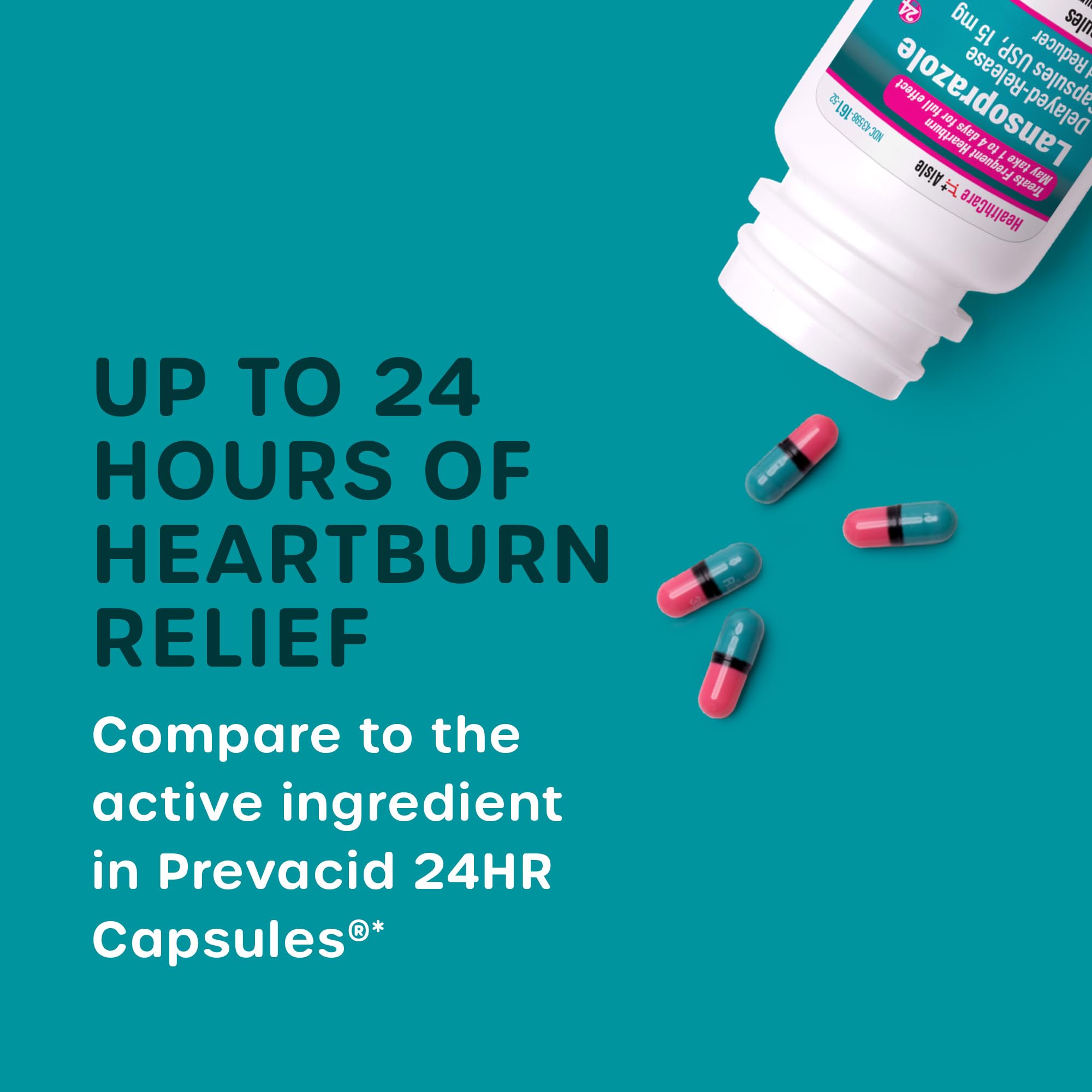 HealthCareAisle Lansoprazole 15 mg - 42 Delayed-Release Capsules - Acid Reducer, Treats Frequent Heartburn - Maple Wellness Supplements