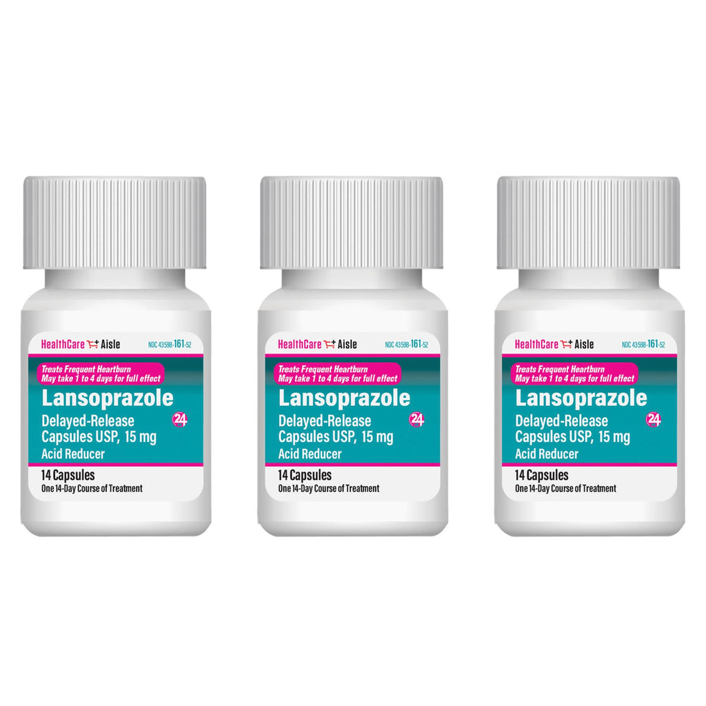 HealthCareAisle Lansoprazole 15 mg - 42 Delayed-Release Capsules - Acid Reducer, Treats Frequent Heartburn - Maple Wellness Supplements