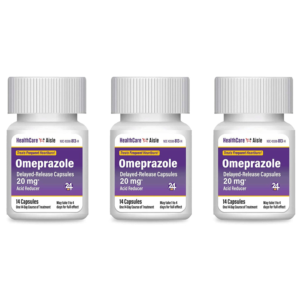 HealthCareAisle Omeprazole 20 mg, 42 Delayed-Release Capsules - Acid Reducer, Treats Frequent Heartburn, 42 Count (Pack of 1) - Maple Wellness Supplements