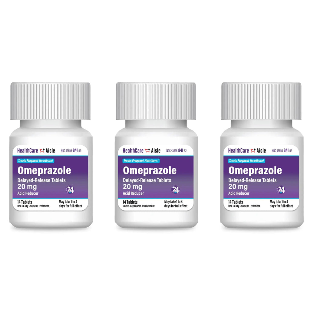 HealthCareAisle Omeprazole 20 mg - 42 Delayed-Release Tablets - Acid Reducer, Treats Frequent Heartburn - TrustMedUSA