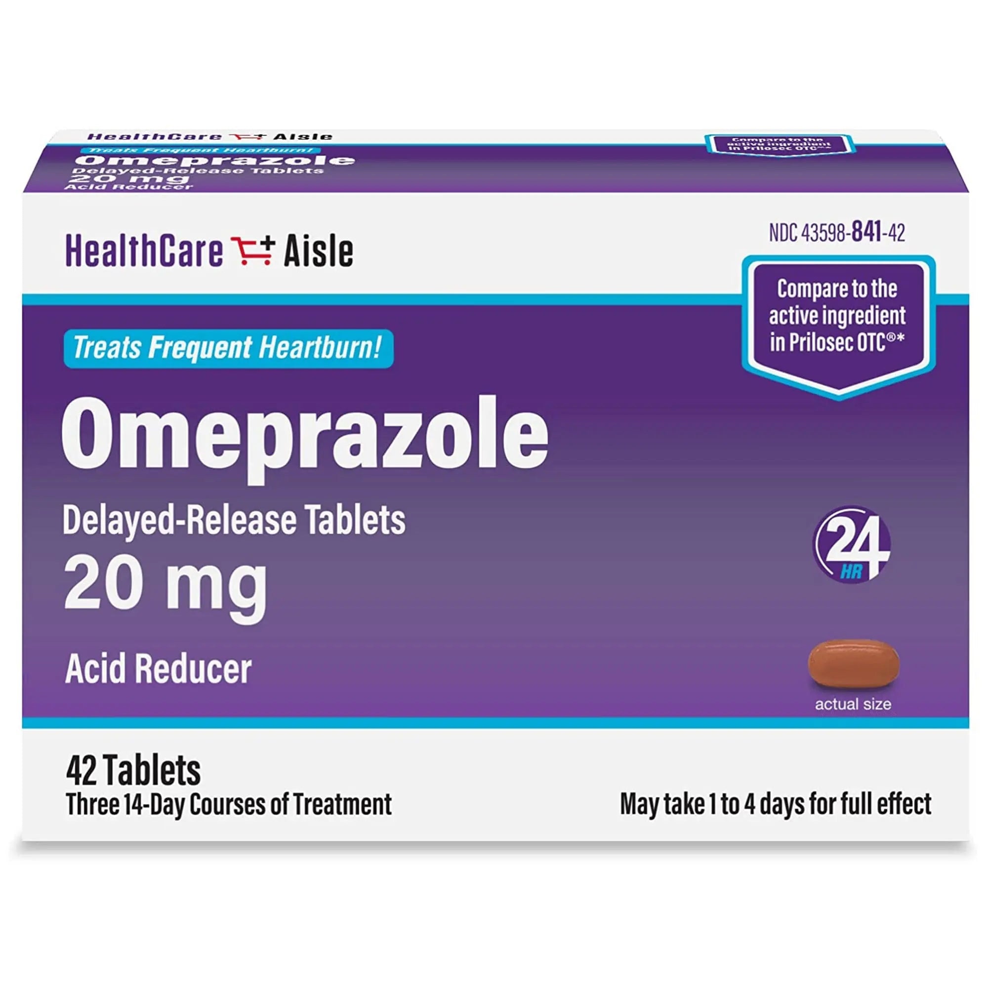 HealthCareAisle Omeprazole 20 mg - 42 Delayed-Release Tablets - Acid Reducer, Treats Frequent Heartburn - TrustMedUSA