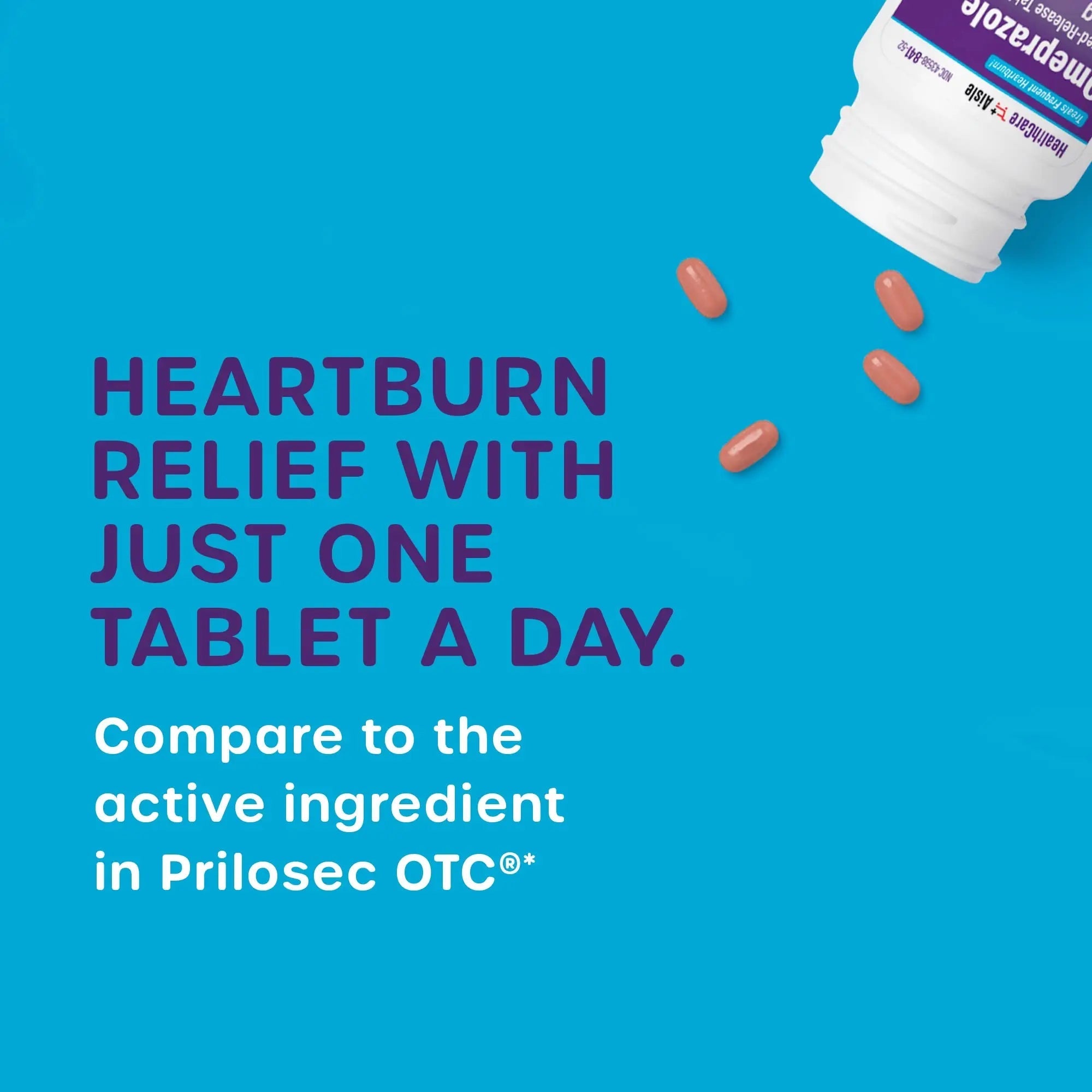 HealthCareAisle Omeprazole 20 mg - 42 Delayed-Release Tablets - Acid Reducer, Treats Frequent Heartburn - TrustMedUSA