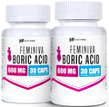 Healthfare Feminiva Boric Acid Suppositories | 2-Pack | 30 Vaginal Suppositories Each | 600mg | 100% Pure | Made in The USA - TrustMedUSA