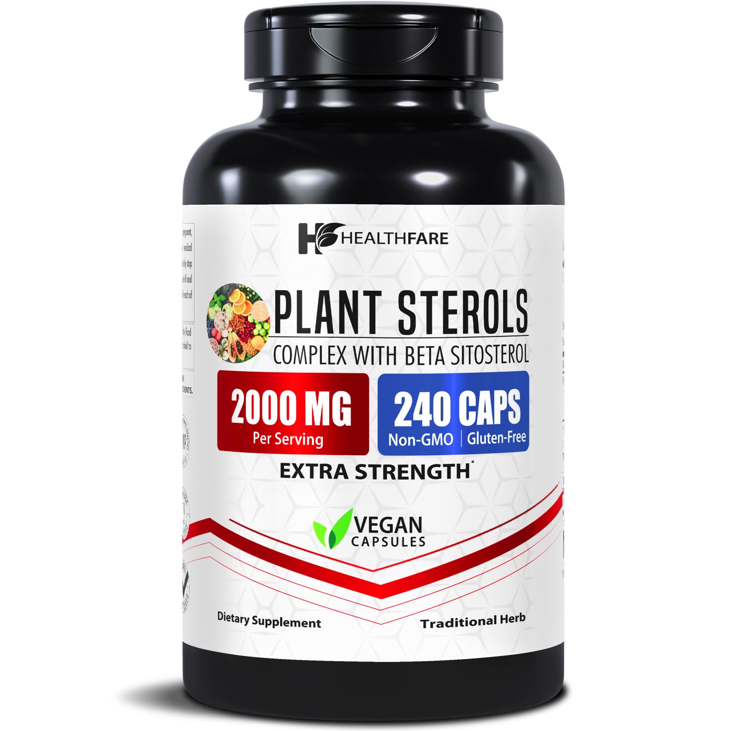Healthfare Plant Sterols Capsules 2000mg | 240 Vegan Capsules | Beta Sitosterol & Phytosterol Complex | Plant-Based Supplement | Non-GMO & Gluten-Free | Made in the USA - TrustMedUSA