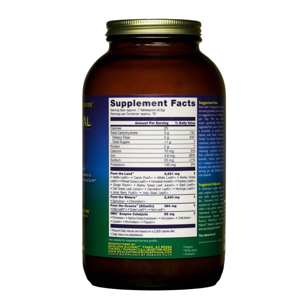 HEALTHFORCE SUPERFOODS Vitamineral Green - Mineral Supplement for Immune & Thyroid Support - Green Powder Supplement with Ingredients from The Land - Gluten-Free & Vegan - 500 Grams - TrustMedUSA