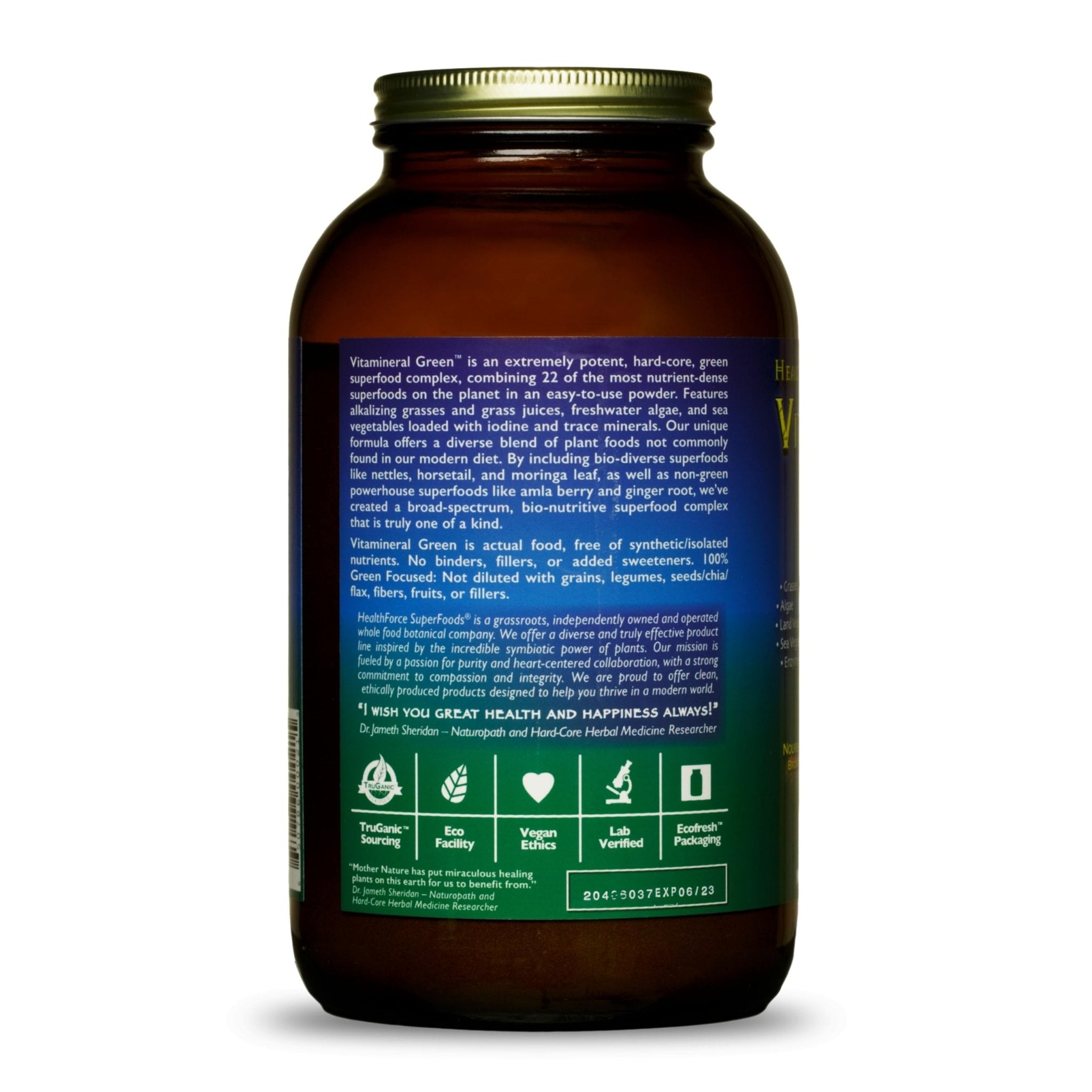 HEALTHFORCE SUPERFOODS Vitamineral Green - Mineral Supplement for Immune & Thyroid Support - Green Powder Supplement with Ingredients from The Land - Gluten-Free & Vegan - 500 Grams - TrustMedUSA