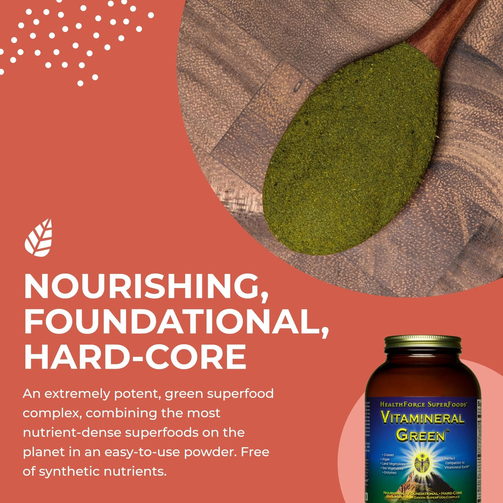 HEALTHFORCE SUPERFOODS Vitamineral Green - Mineral Supplement for Immune & Thyroid Support - Green Powder Supplement with Ingredients from The Land - Gluten-Free & Vegan - 500 Grams - TrustMedUSA