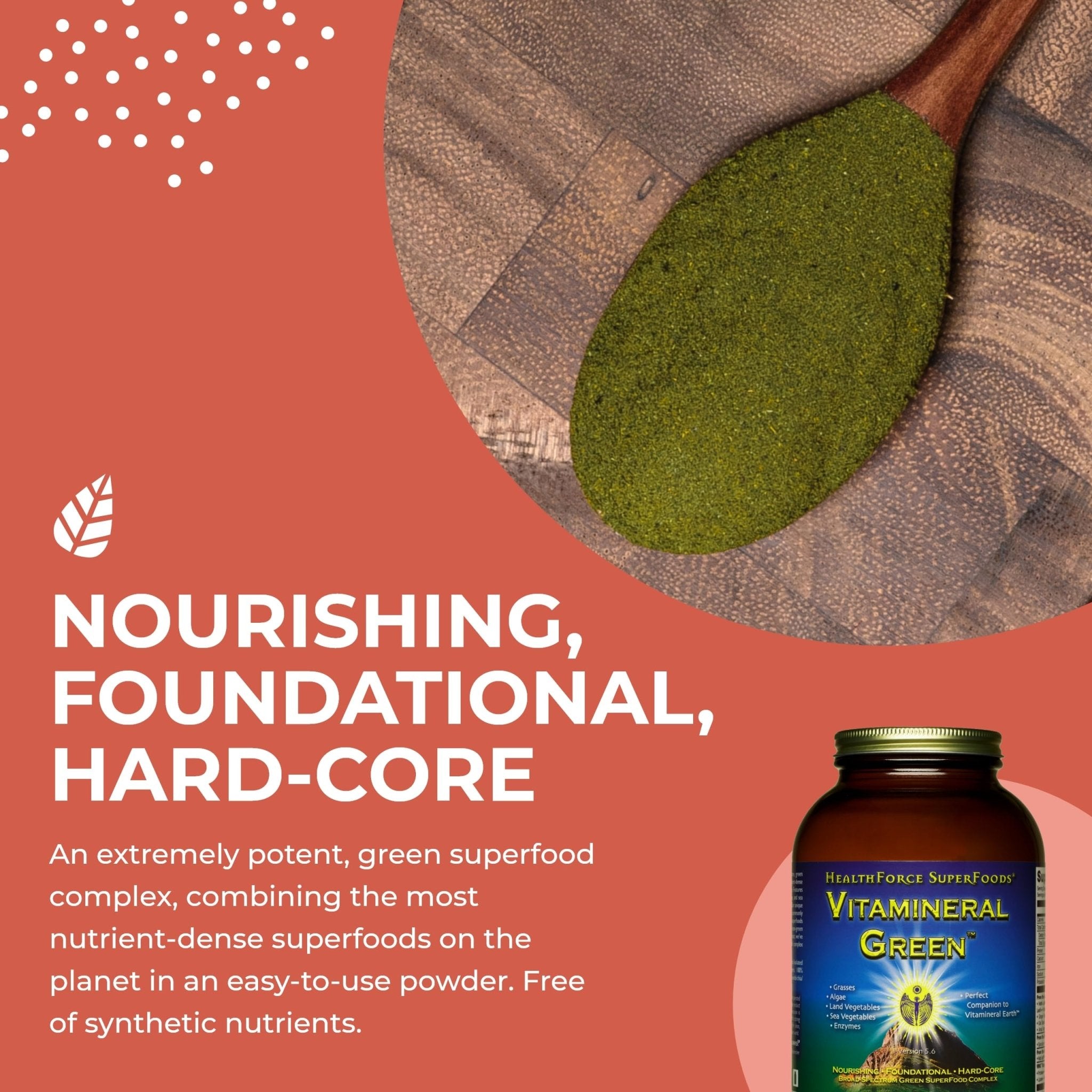 HEALTHFORCE SUPERFOODS Vitamineral Green - Mineral Supplement for Immune & Thyroid Support - Green Powder Supplement with Ingredients from The Land - Gluten-Free & Vegan - 500 Grams - TrustMedUSA
