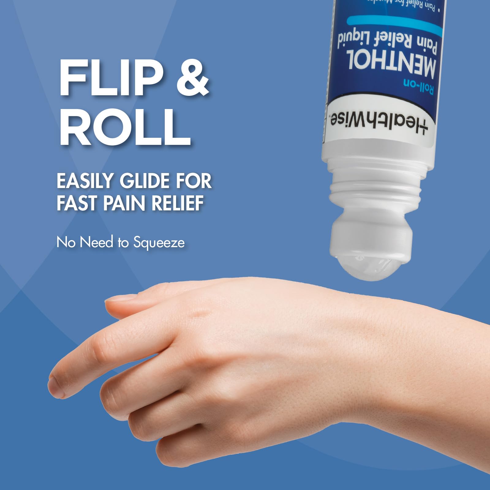 HealthWise 16% Menthol Roll-On | Cold Hot Sensation | Pain Relief Liquid | 2.5 oz. 73 mL | Non-Greasy Formula | Immediate Penetrating Action | Topical Analgesic - TrustMedUSA
