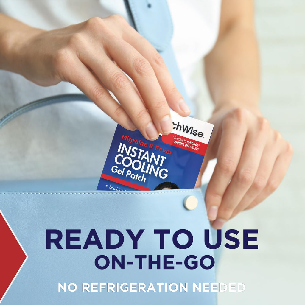 HealthWise Instant Cool Gel Patches | Migraine & Fever Relief | 12-Count | 4.75” x 2” | Soothing Menthol Vapors | Non-Medicated Formula - TrustMedUSA
