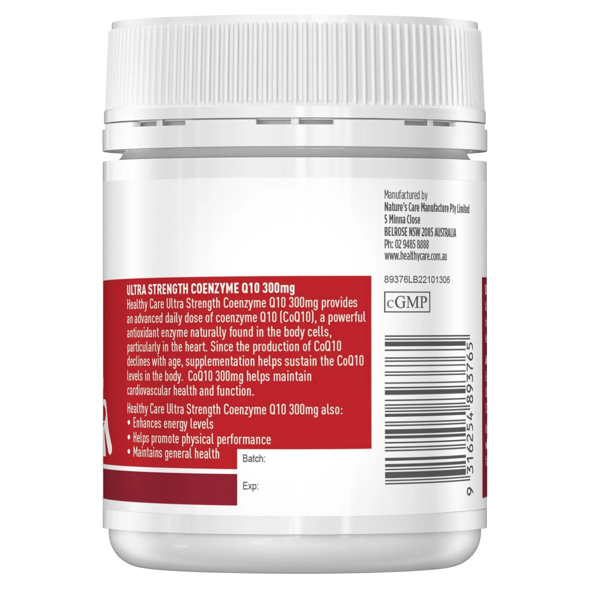 Healthy Care Ultra Strength 300mg Co Enzyme Q10 Capsules, Red, 60 Count | Supports - TrustMedUSA