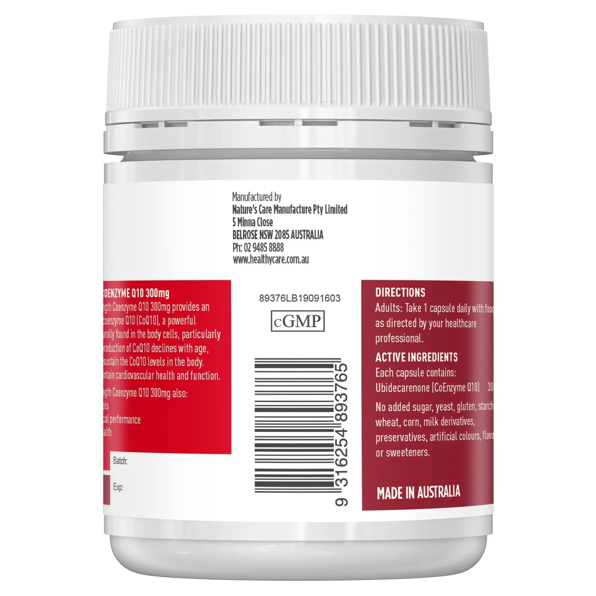 Healthy Care Ultra Strength 300mg Co Enzyme Q10 Capsules, Red, 60 Count | Supports - TrustMedUSA