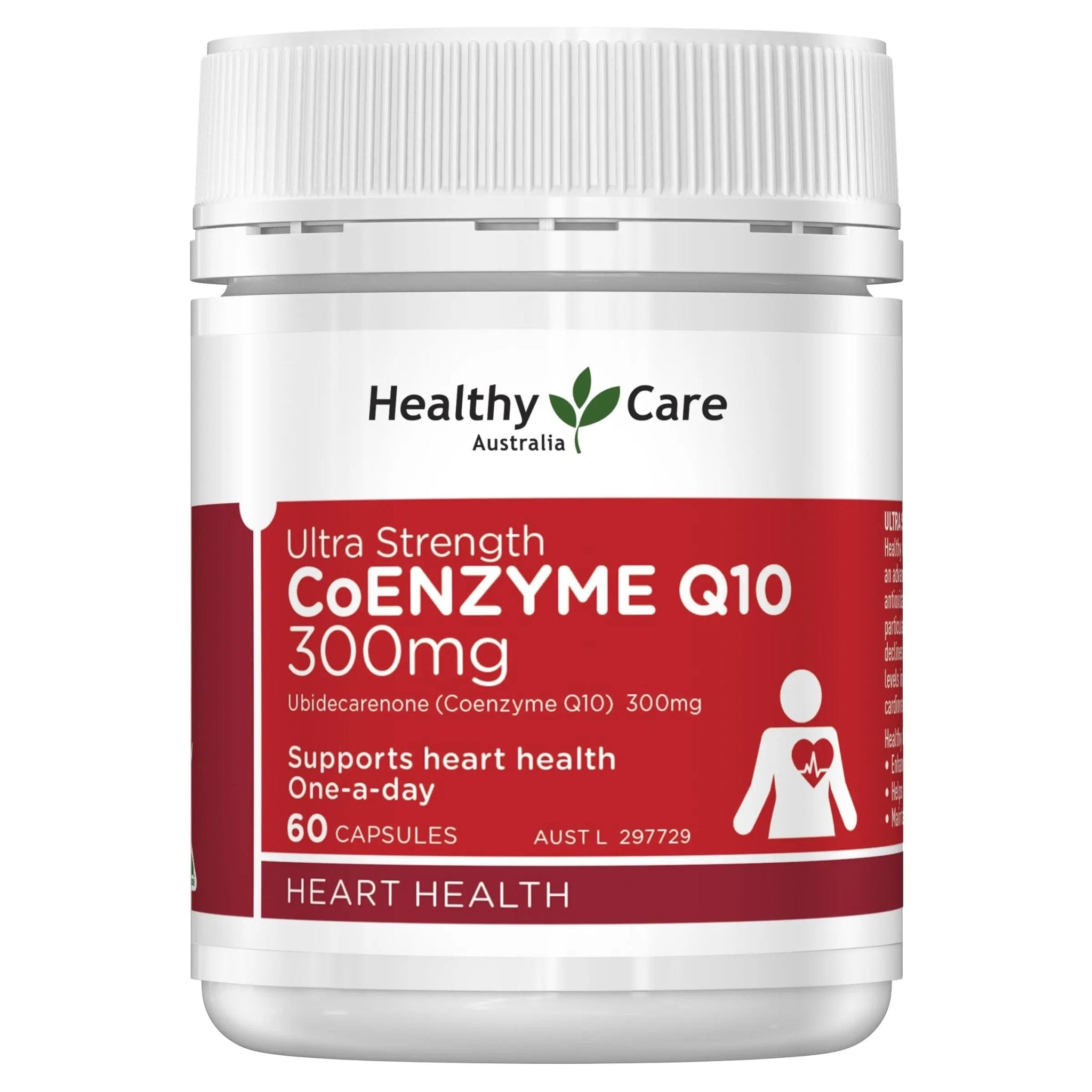 Healthy Care Ultra Strength 300mg Co Enzyme Q10 Capsules, Red, 60 Count | Supports - TrustMedUSA