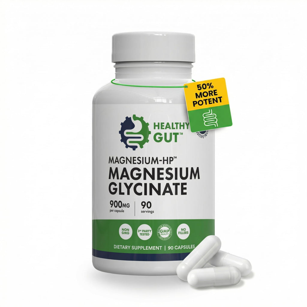 Healthy Gut Magnesium-HP | Ultra Pure Magnesium Glycinate Capsules with Zero Fillers | 180 mg Magnesium Glycinate | 90 Servings - TrustMedUSA