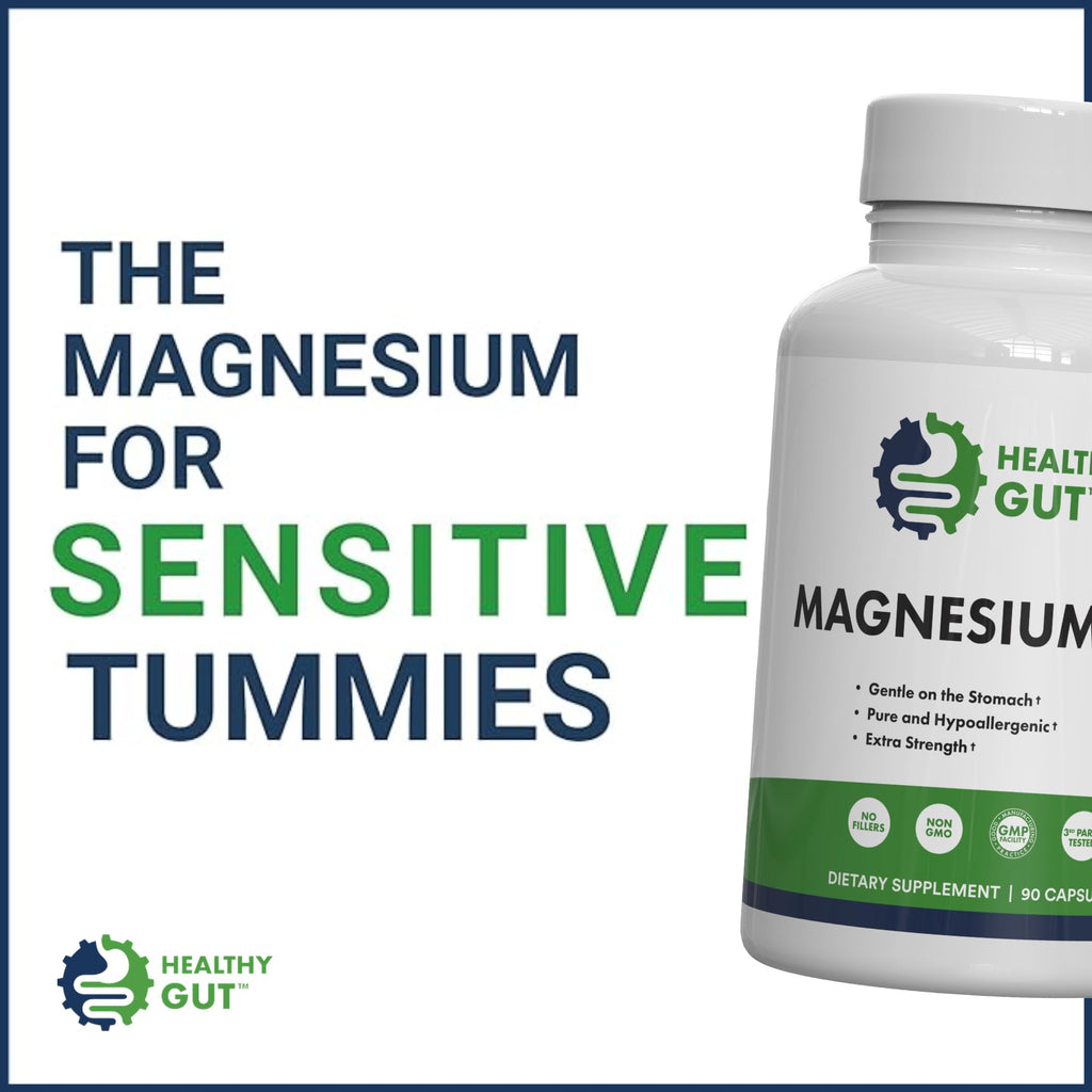 Healthy Gut Magnesium-HP | Ultra Pure Magnesium Glycinate Capsules with Zero Fillers | 180 mg Magnesium Glycinate | 90 Servings - TrustMedUSA