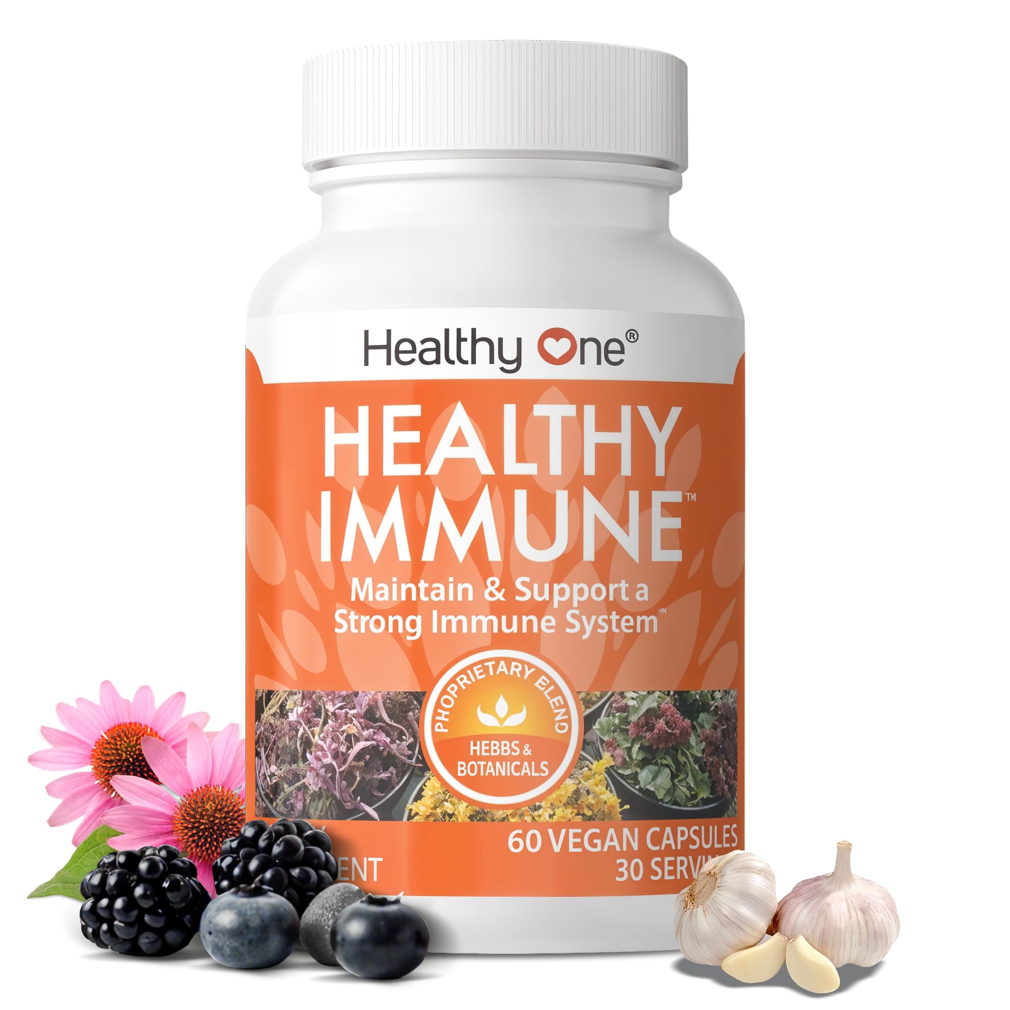 Healthy Immune - 10 in 1 Formula - Cold & Flu Virus - Sick & Illness - Covid - Elderberry - Echinacea - Vitamin C - Zinc - Garlic - Reishi - Andrographis - Astragulus - Antioxidants - Immunity - 120ct - Maple Wellness Supplements