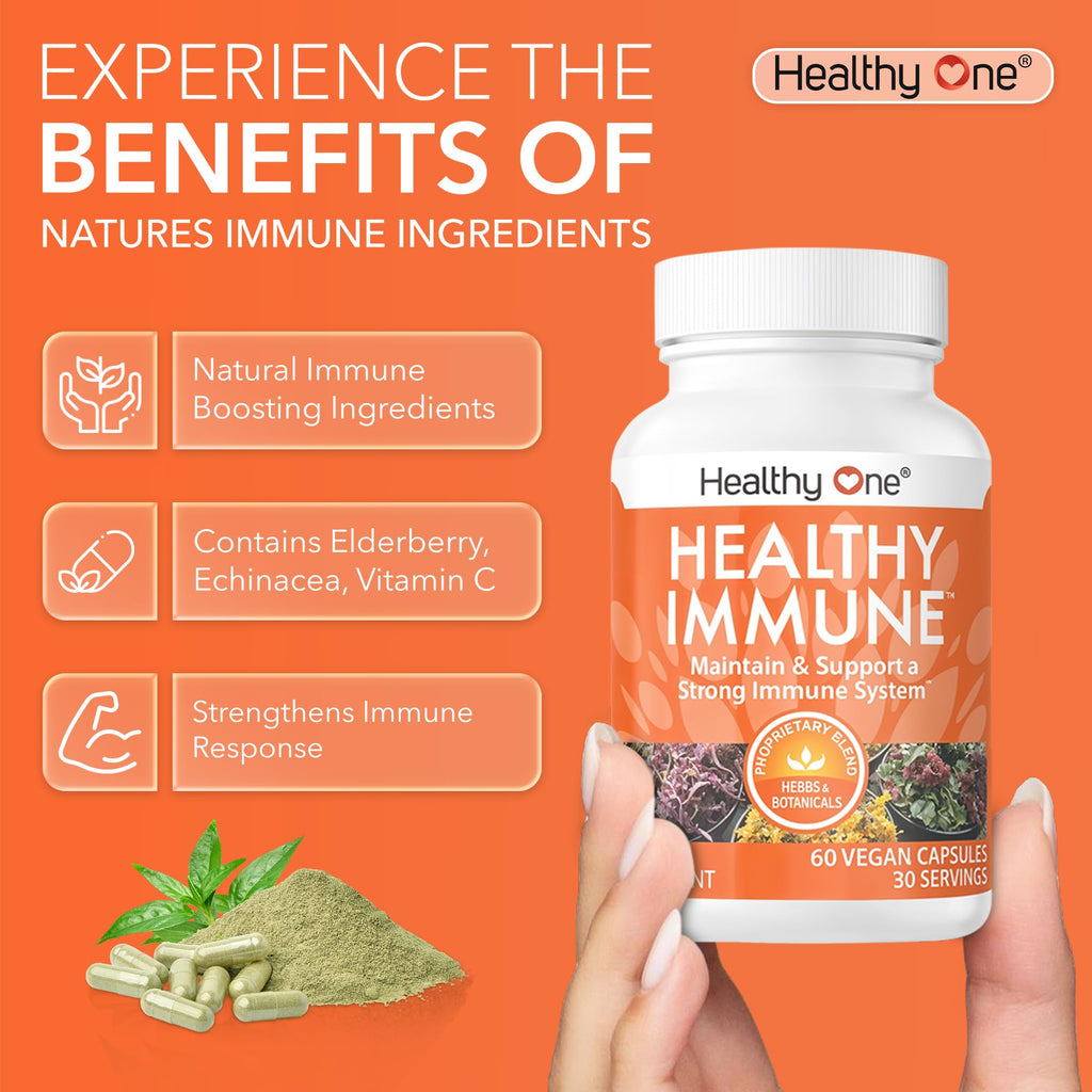 Healthy Immune - 10 in 1 Formula - Cold & Flu Virus - Sick & Illness - Covid - Elderberry - Echinacea - Vitamin C - Zinc - Garlic - Reishi - Andrographis - Astragulus - Antioxidants - Immunity - 120ct - Maple Wellness Supplements