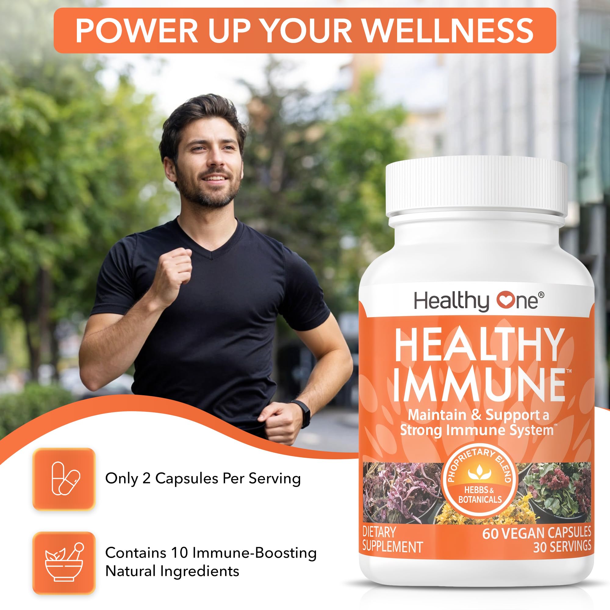 Healthy Immune - 10 in 1 Formula - Cold & Flu Virus - Sick & Illness - Covid - Elderberry - Echinacea - Vitamin C - Zinc - Garlic - Reishi - Andrographis - Astragulus - Antioxidants - Immunity - 120ct - Maple Wellness Supplements