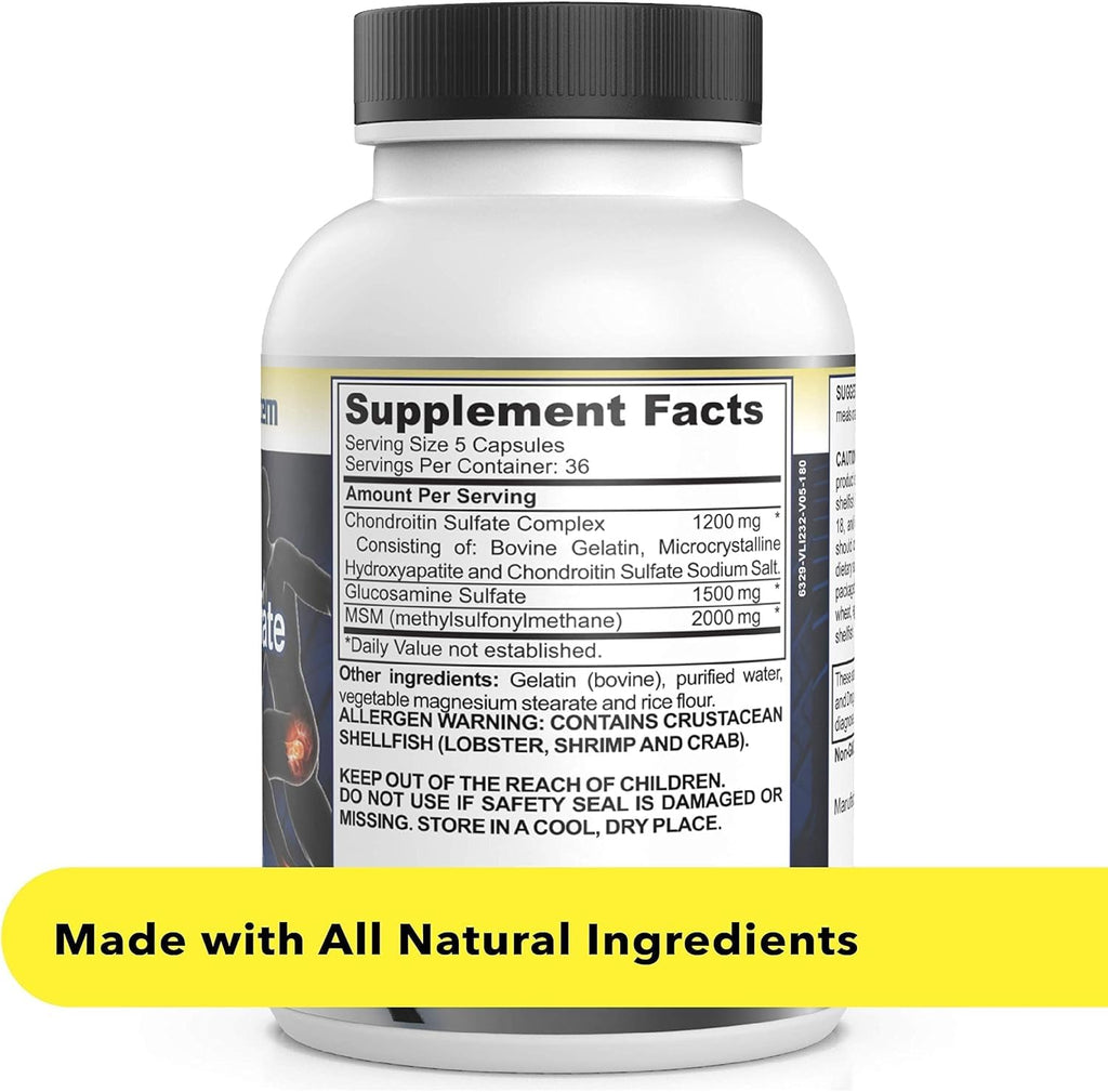 Healthy Joints System Glucosamine Chondroitin MSM Supplement for Joint & Bone Health - 120 Capsules | Joint Support & Discomfort Relief for Back, Knees, Hands - TrustMedUSA