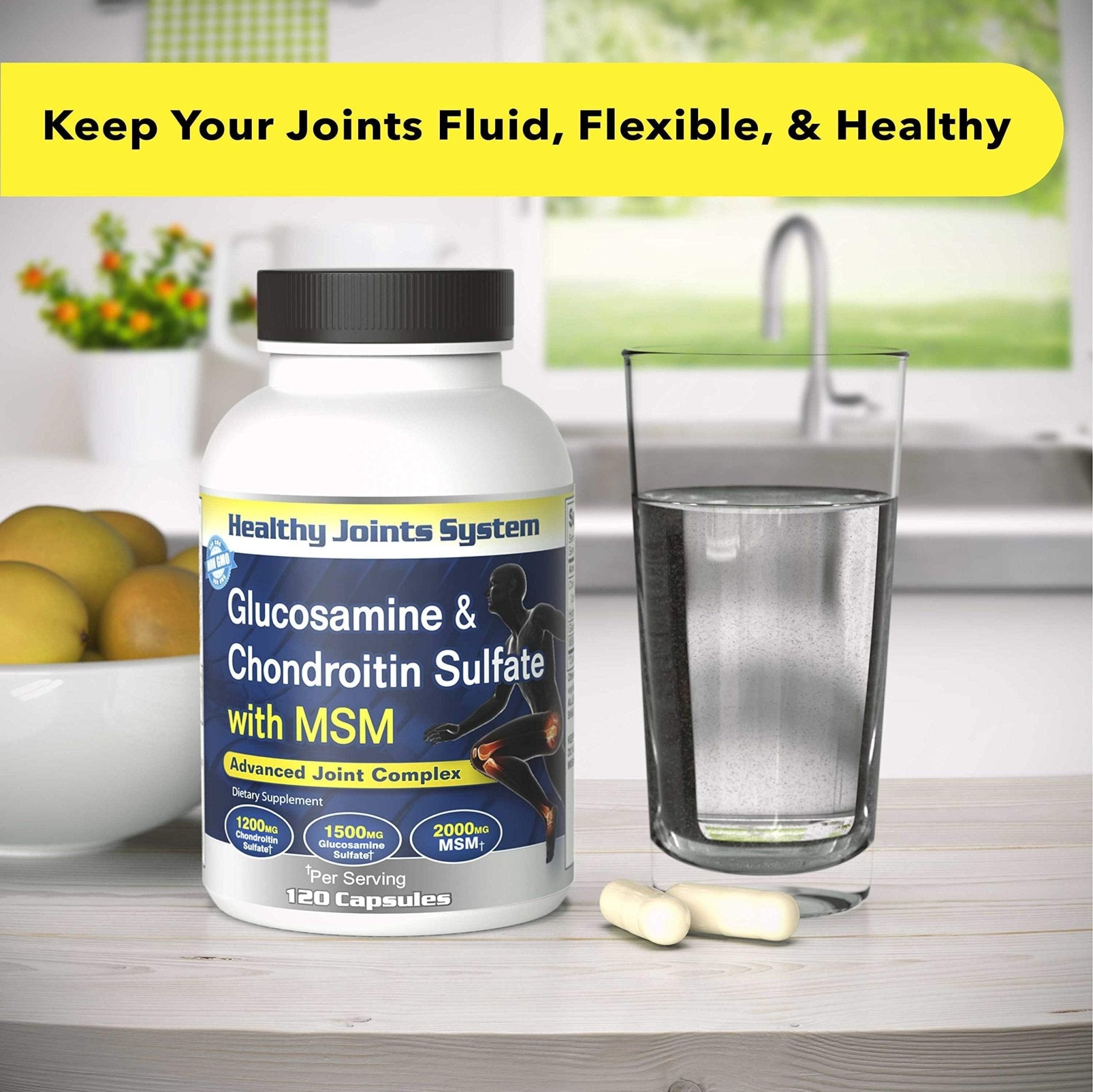 Healthy Joints System Glucosamine Chondroitin MSM Supplement for Joint & Bone Health - 120 Capsules | Joint Support & Discomfort Relief for Back, Knees, Hands - TrustMedUSA