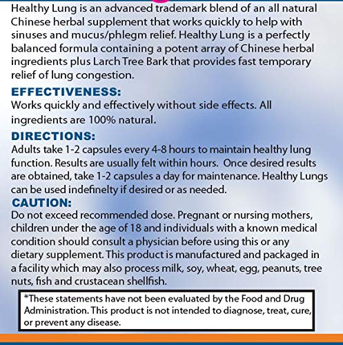 Healthy Lungs 120 Capsules - Improve Lung Function, Breathe Better, Stop Mucus, Phlegm and Allergies Quickly. Get Relief Fast with Healthy Lungs an All Natural Lung Health Supplement - TrustMedUSA