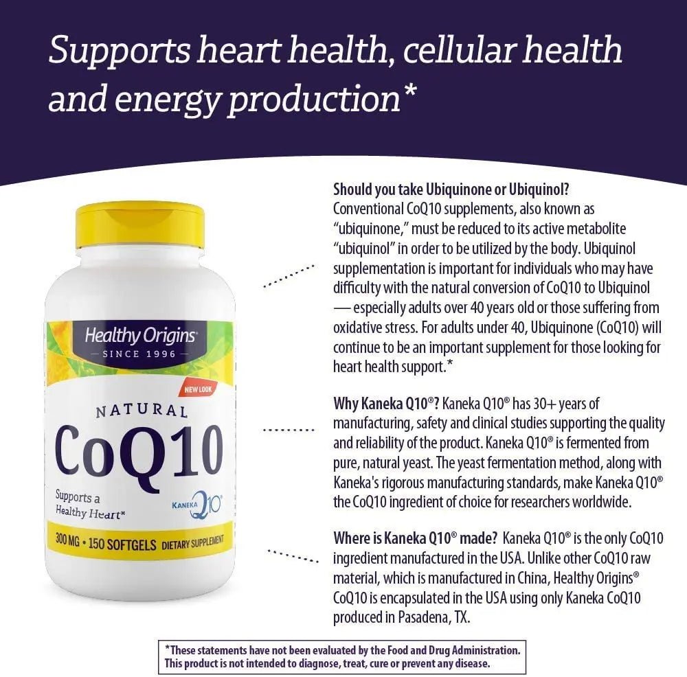 Healthy Origins CoQ10 (Kaneka Q10), 300 mg - Heart Health & Energy Supplement - TrustMedUSA
