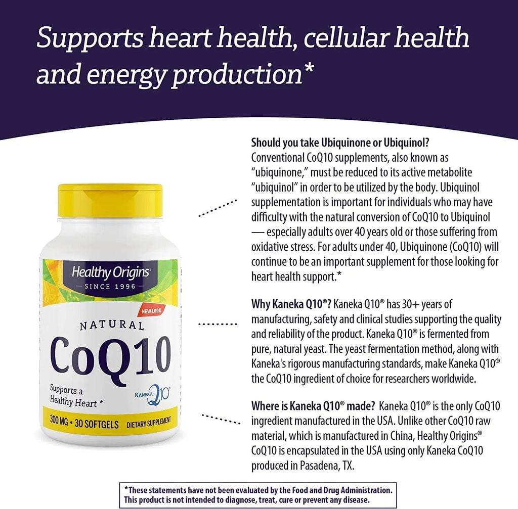 Healthy Origins CoQ10 (Kaneka Q10), 300 mg - Heart Health & Energy Supplement - Gluten - TrustMedUSA