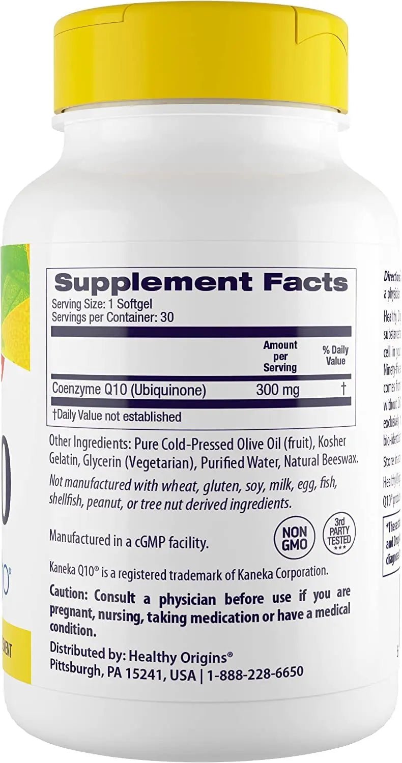Healthy Origins CoQ10 (Kaneka Q10), 300 mg - Heart Health & Energy Supplement - Gluten - TrustMedUSA