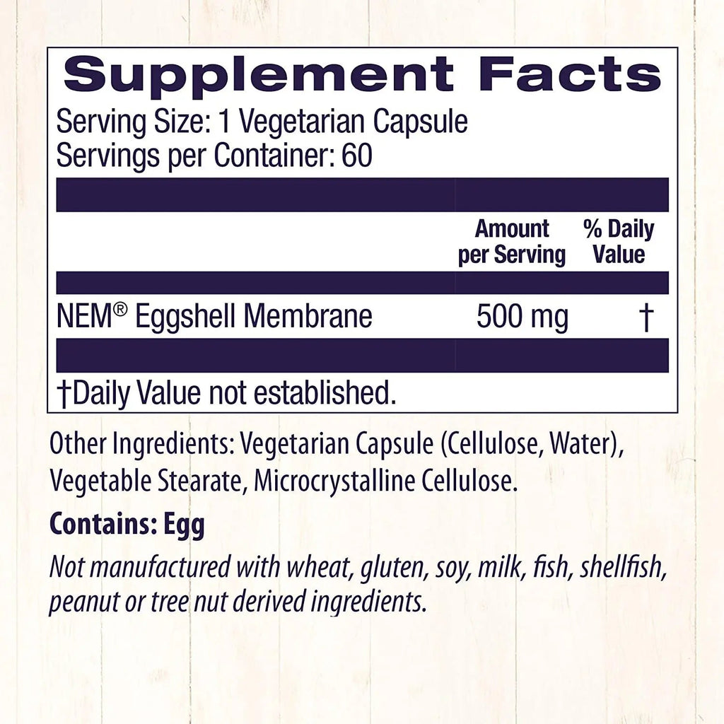 Healthy Origins Eggshell Membrane (NEM), 500 mg - Natural Collagen and Joint Support - TrustMedUSA