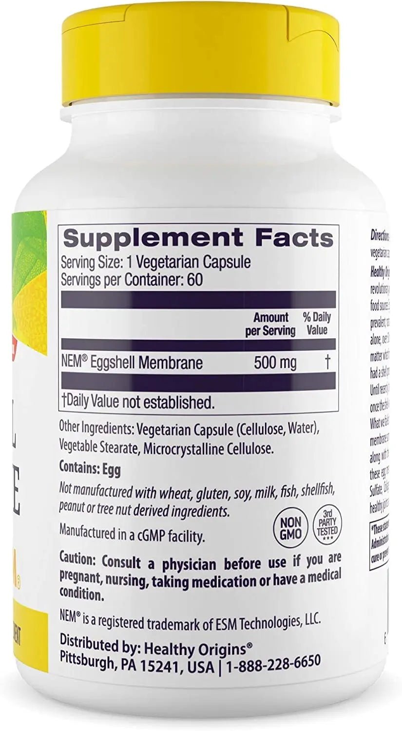 Healthy Origins Eggshell Membrane (NEM), 500 mg - Natural Collagen and Joint Support - TrustMedUSA