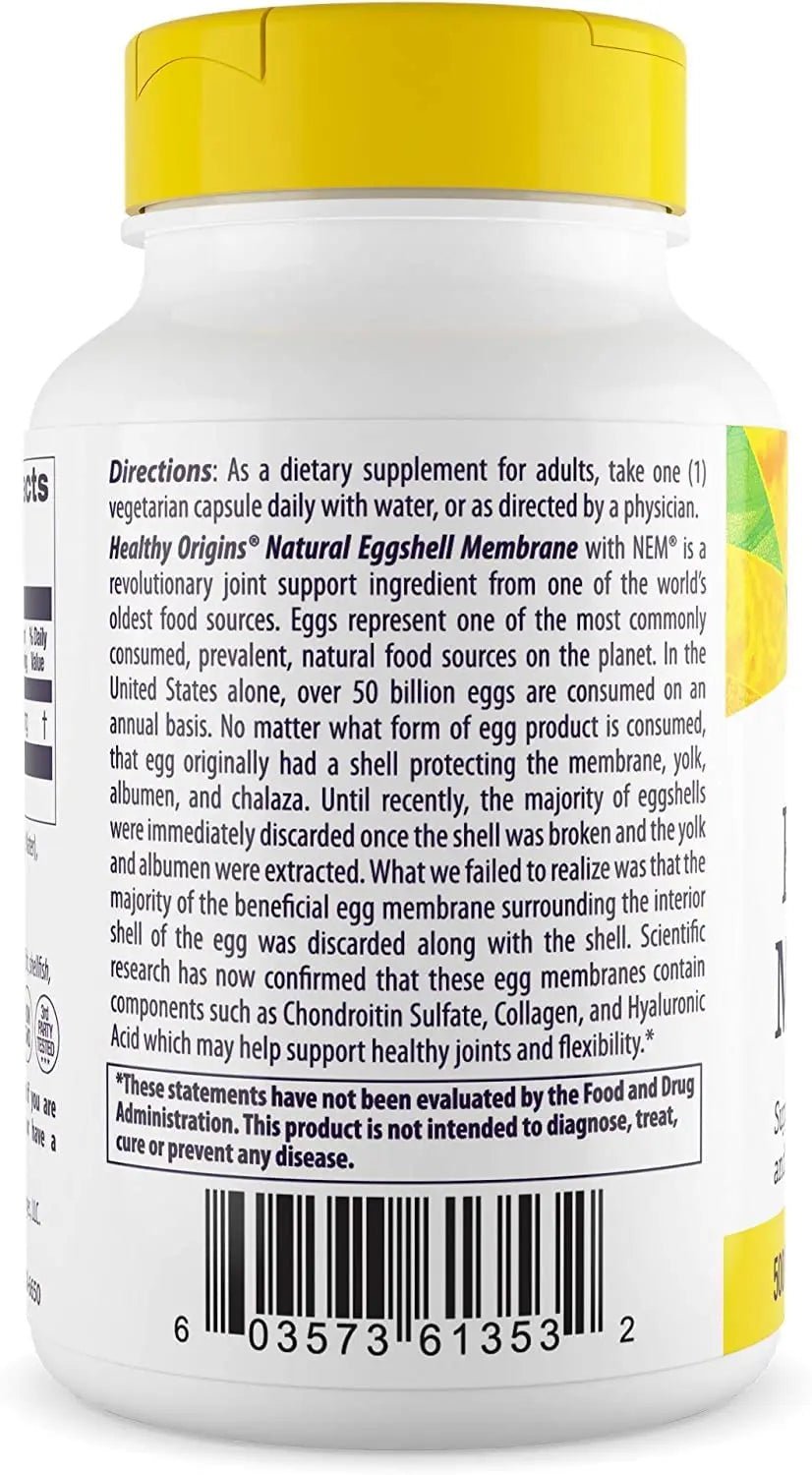 Healthy Origins Eggshell Membrane (NEM), 500 mg - Natural Collagen and Joint Support - TrustMedUSA